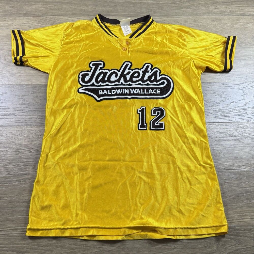 Vintage Rawlings Baldwin Wallace Jersey Women 42 Yellow Jackets 90s Baseball 12